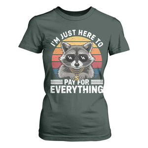I'm Just Here to Pay for Everything T Shirt For Women Funny Raccoon Dad Granpa Joke