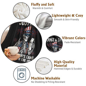 Just a Dad Who Always Came Back with The Milk Throw Blanket Funny Skeleton Dad 4th Of July
