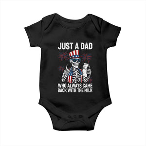 Just a Dad Who Always Came Back with The Milk Baby Onesie Funny Skeleton Dad 4th Of July