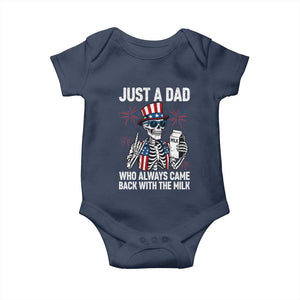 Just a Dad Who Always Came Back with The Milk Baby Onesie Funny Skeleton Dad 4th Of July