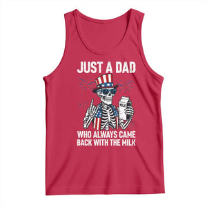 Just a Dad Who Always Came Back with The Milk Tank Top Funny Skeleton Dad 4th Of July
