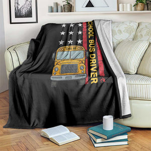 Patriotic School Bus Driver USA American Flag Throw Blanket