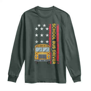 Patriotic School Bus Driver USA American Flag Long Sleeve Shirt