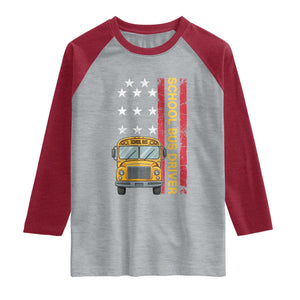 Patriotic School Bus Driver USA American Flag Raglan Shirt