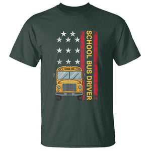 Patriotic School Bus Driver USA American Flag T Shirt