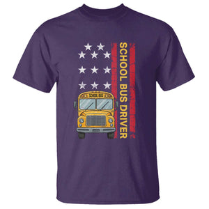 Patriotic School Bus Driver USA American Flag T Shirt