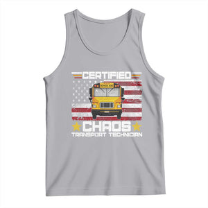Certified Chaos Transport Technician Tank Top Patriotic School Bus Driver USA American Flag