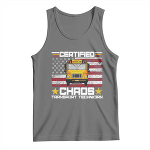 Certified Chaos Transport Technician Tank Top Patriotic School Bus Driver USA American Flag