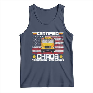 Certified Chaos Transport Technician Tank Top Patriotic School Bus Driver USA American Flag