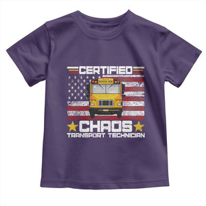 Certified Chaos Transport Technician Toddler T Shirt Patriotic School Bus Driver USA American Flag