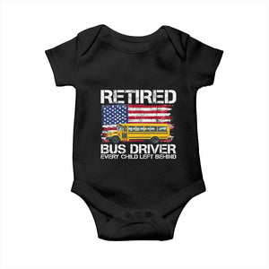 Retired School Bus Driver Baby Onesie Patriotic USA American Flag