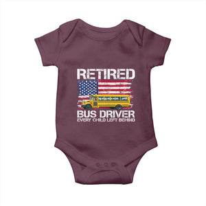 Retired School Bus Driver Baby Onesie Patriotic USA American Flag