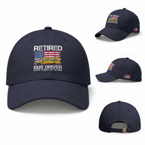Retired School Bus Driver Baseball Cap Patriotic USA American Flag