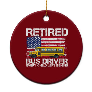 Retired School Bus Driver Ceramic Ornament Patriotic USA American Flag