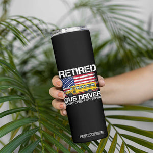 Retired School Bus Driver Skinny Tumbler Patriotic USA American Flag