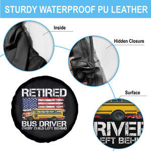 Retired School Bus Driver Spare Tire Cover Patriotic USA American Flag
