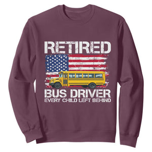 Retired School Bus Driver Sweatshirt Patriotic USA American Flag