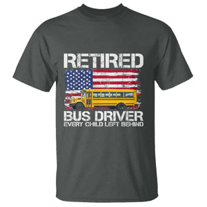 Retired School Bus Driver T Shirt Patriotic USA American Flag