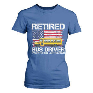 Retired School Bus Driver T Shirt For Women Patriotic USA American Flag