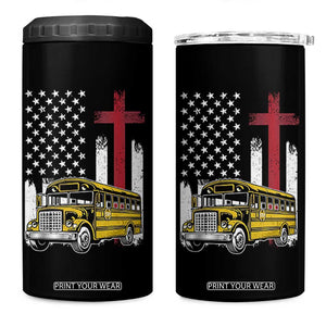 Bus Driver Patriotic Christian USA Flag 4 in 1 Can Cooler Tumbler School Bus Driver