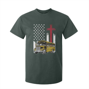 Bus Driver Patriotic Christian USA Flag T Shirt For Kid School Bus Driver
