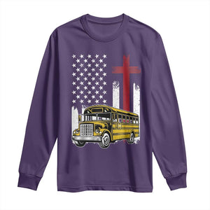Bus Driver Patriotic Christian USA Flag Long Sleeve Shirt School Bus Driver