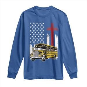 Bus Driver Patriotic Christian USA Flag Long Sleeve Shirt School Bus Driver