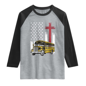 Bus Driver Patriotic Christian USA Flag Raglan Shirt School Bus Driver