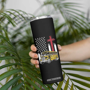 Bus Driver Patriotic Christian USA Flag Skinny Tumbler School Bus Driver