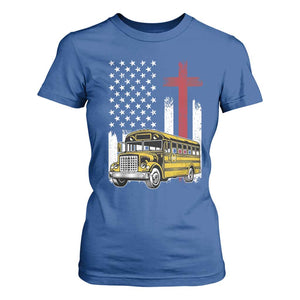 Bus Driver Patriotic Christian USA Flag T Shirt For Women School Bus Driver