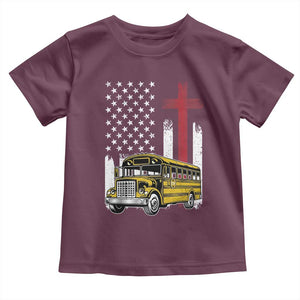 Bus Driver Patriotic Christian USA Flag Toddler T Shirt School Bus Driver