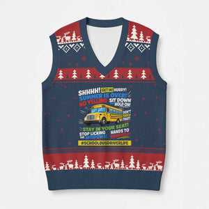 Funny School Bus Driver Life V-Neck Knit Sweater Vest Back to School Teacher Kids