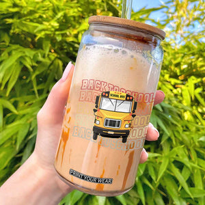 School Bus Driver Life Back to School Teacher Kids Glass Can