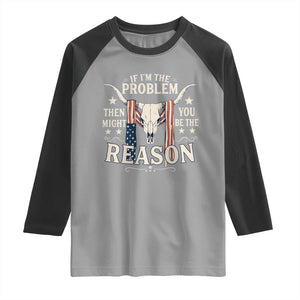 Cow Bull Skull American Flag Vintage Western Raglan Shirt TS14 Sport Gray Black Print Your Wear