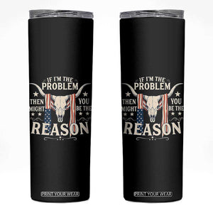 Cow Bull Skull American Flag Vintage Western Skinny Tumbler TS14 Black Print Your Wear