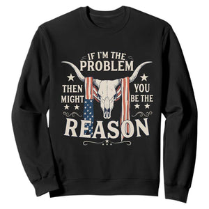 Cow Bull Skull American Flag Vintage Western Sweatshirt TS14 Black Print Your Wear