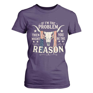 Cow Bull Skull American Flag Vintage Western T Shirt For Women TS14 Purple Print Your Wear