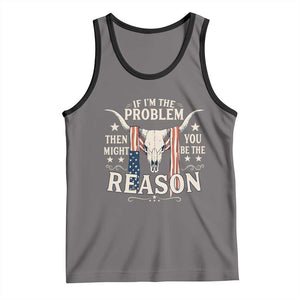 Cow Bull Skull American Flag Vintage Western Tank Top TS14 Deep Heather Black Print Your Wear