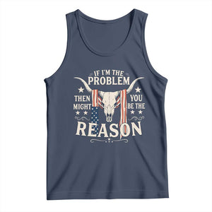 Cow Bull Skull American Flag Vintage Western Tank Top TS14 Navy Print Your Wear