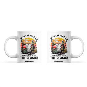 Cow Bull Skull Coffee Mug If Problem Vintage Then You Might Be Reason TS14 White Print Your Wear