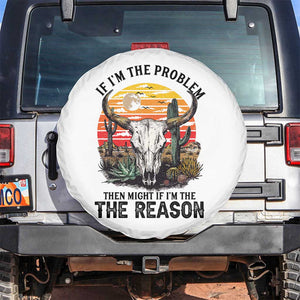 Cow Bull Skull Spare Tire Cover If Problem Vintage Then You Might Be Reason TS14 No hole White Print Your Wear