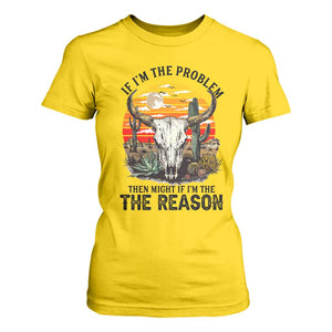 Cow Bull Skull T Shirt For Women If Problem Vintage Then You Might Be Reason TS14 Daisy Print Your Wear