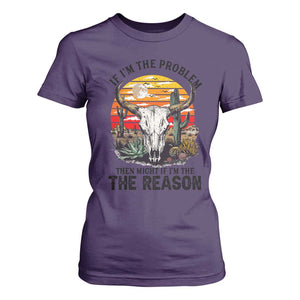 Cow Bull Skull T Shirt For Women If Problem Vintage Then You Might Be Reason TS14 Purple Print Your Wear