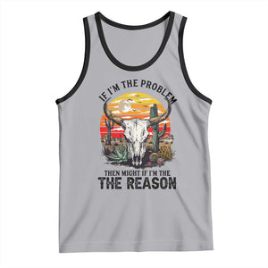 Cow Bull Skull Tank Top If Problem Vintage Then You Might Be Reason TS14 Athletic Heather Black Print Your Wear
