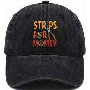 Funny Electrician Washed Cotton Baseball Cap Strips For Money Electrical Humor TS14 Washed Cap Universal Fit Black Print Your Wear