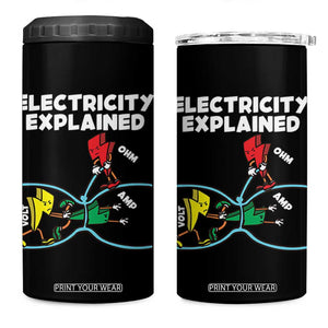 Funny Electricity 4 in 1 Can Cooler Tumbler Ohm's Law Electricity Explained TS14 One Size: 16 oz Black Print Your Wear