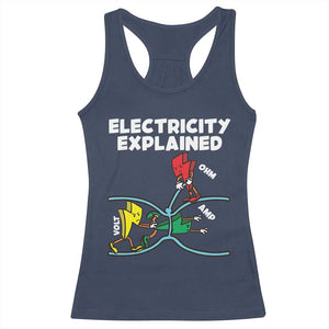 Funny Electricity Racerback Tank Top Ohm's Law Electricity Explained TS14 Navy Print Your Wear