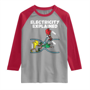 Funny Electricity Raglan Shirt Ohm's Law Electricity Explained TS14 Sport Gray Red Print Your Wear