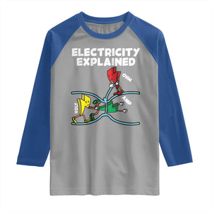 Funny Electricity Raglan Shirt Ohm's Law Electricity Explained TS14 Sport Gray Royal Print Your Wear