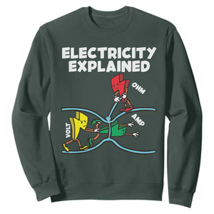 Funny Electricity Sweatshirt Ohm's Law Electricity Explained TS14 Dark Forest Green Print Your Wear
